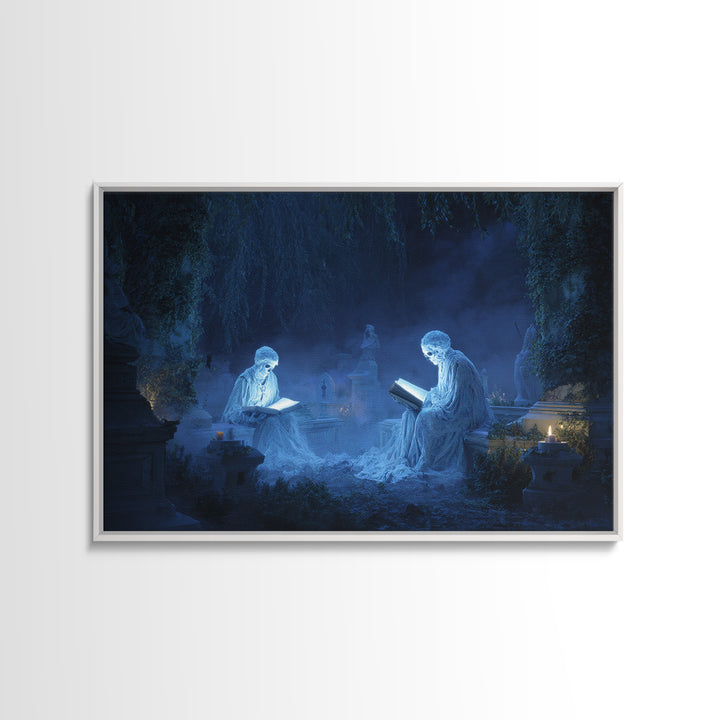 The Graveyard Book Club, Symbolist Gothic Landscape, Landscape Wall Art, Dark Fantasy Wall Art, Framed Canvas Print, Halloween Wall Art