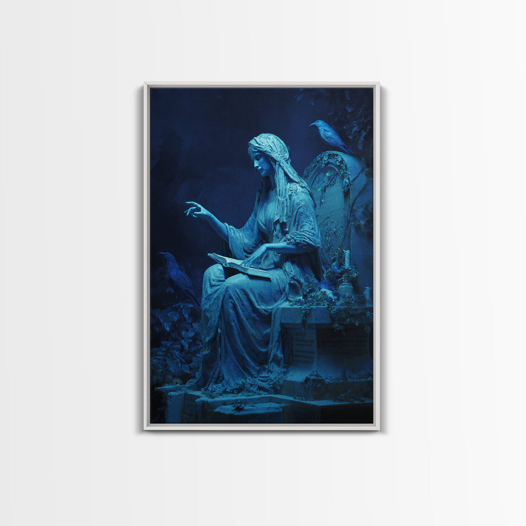 The Graveyard Book Club, Ornate Symbolist Art, Vertical Wall Art, Macabre Wall Art, Framed Canvas Print, Halloween Wall Art