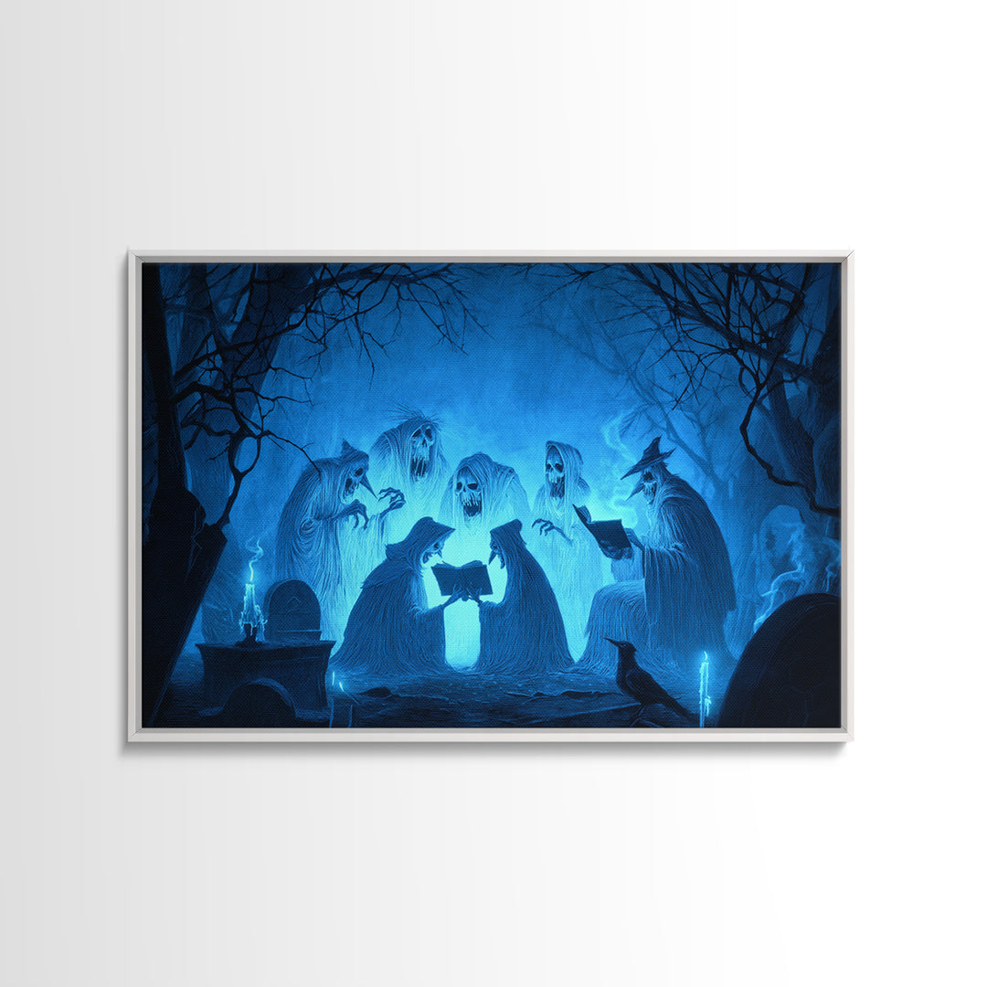 The Graveyard Book Club, Expressionist Nightmare Art, Landscape Wall Art, Macabre Wall Art, Canvas Print, Halloween Wall Art