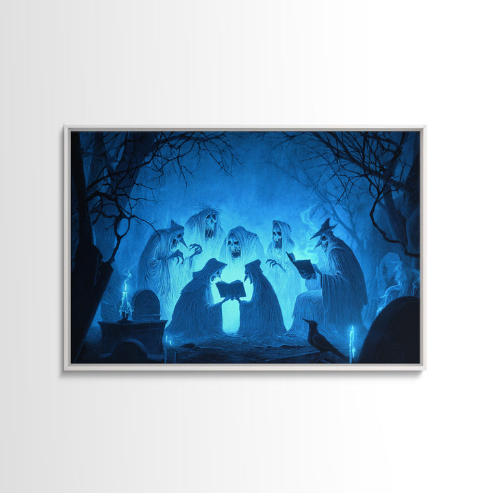 The Graveyard Book Club, Expressionist Nightmare Art, Landscape Wall Art, Macabre Wall Art, Canvas Print, Halloween Wall Art