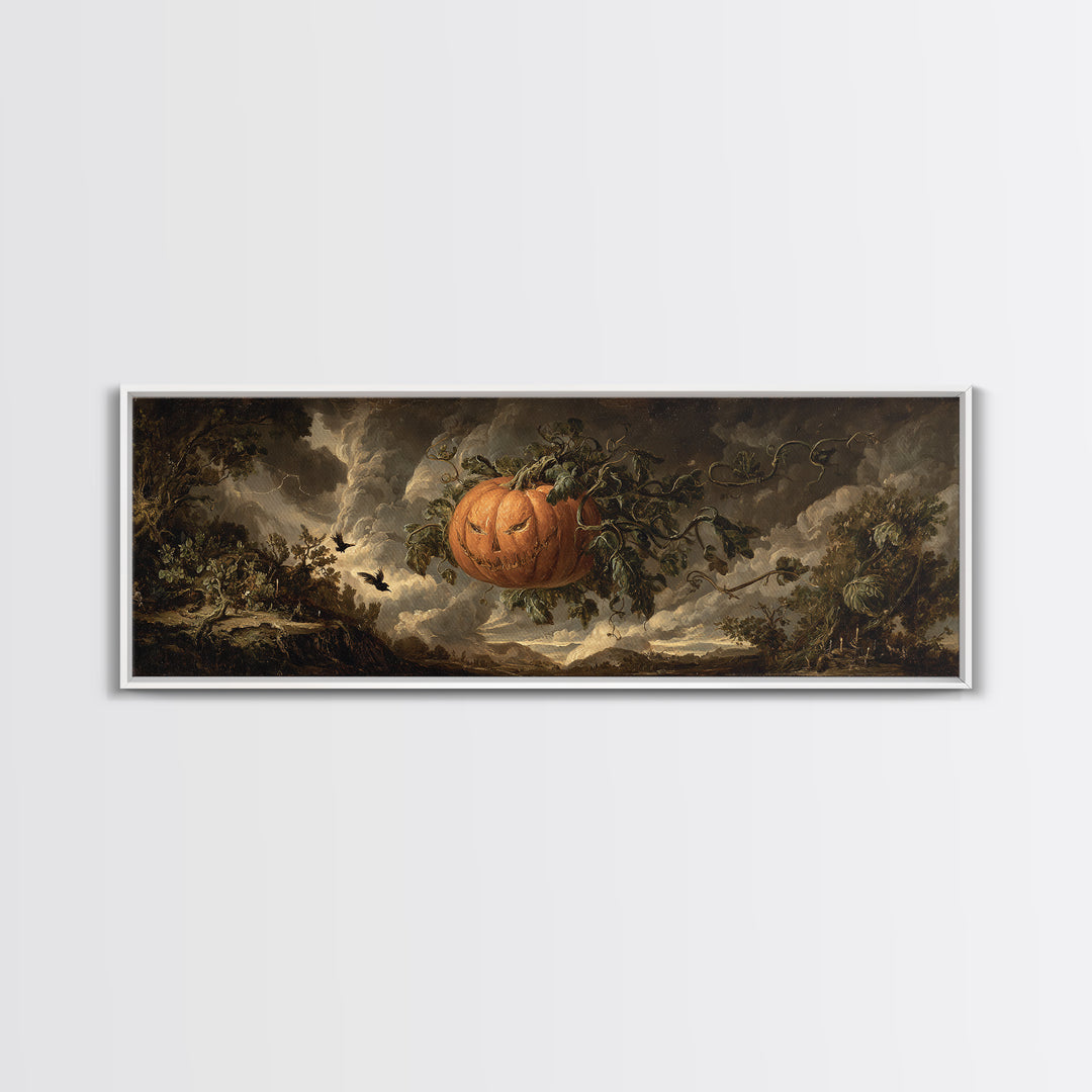 The Cosmic Pumpkin God, Baroque Witchcraft Art, Extra Wide Wall Art, Macabre Wall Art, Canvas Print, Halloween Wall Art, Halloween Decor
