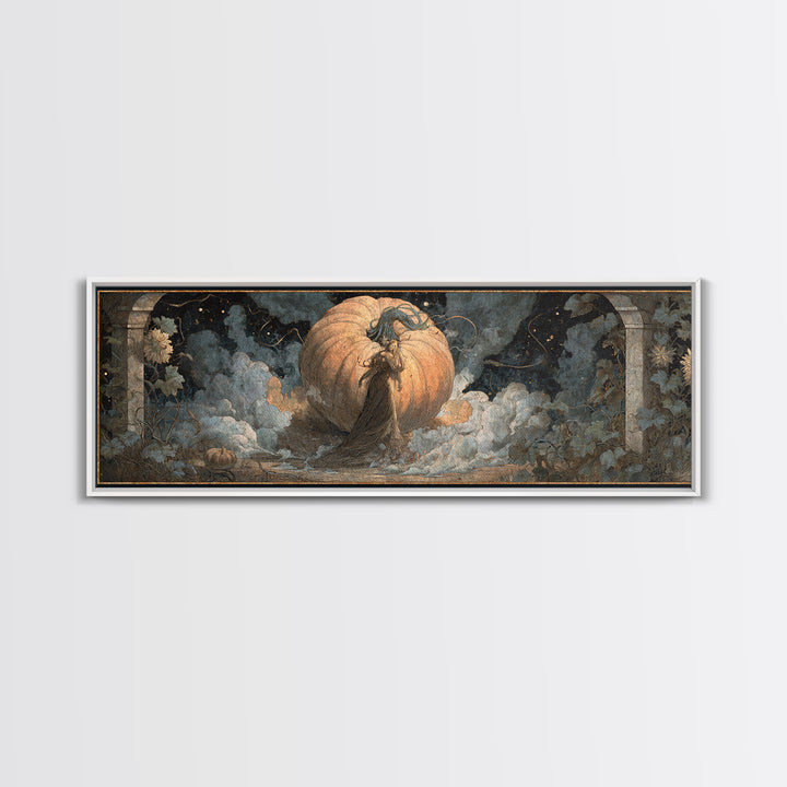 The Cosmic Pumpkin God, Symbolist Dream Art, Extra Wide Wall Art, Macabre Wall Art, Canvas Print, Halloween Wall Art, Halloween Decor