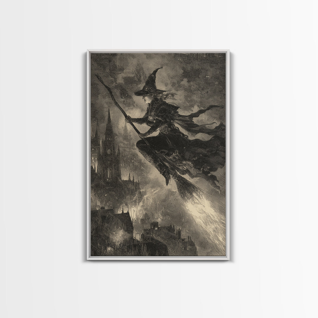 The Cyberpunk Witch, Decadent Gothic Art, Vertical Wall Art, Dark Fantasy Wall Art, Canvas Print, Halloween Wall Art