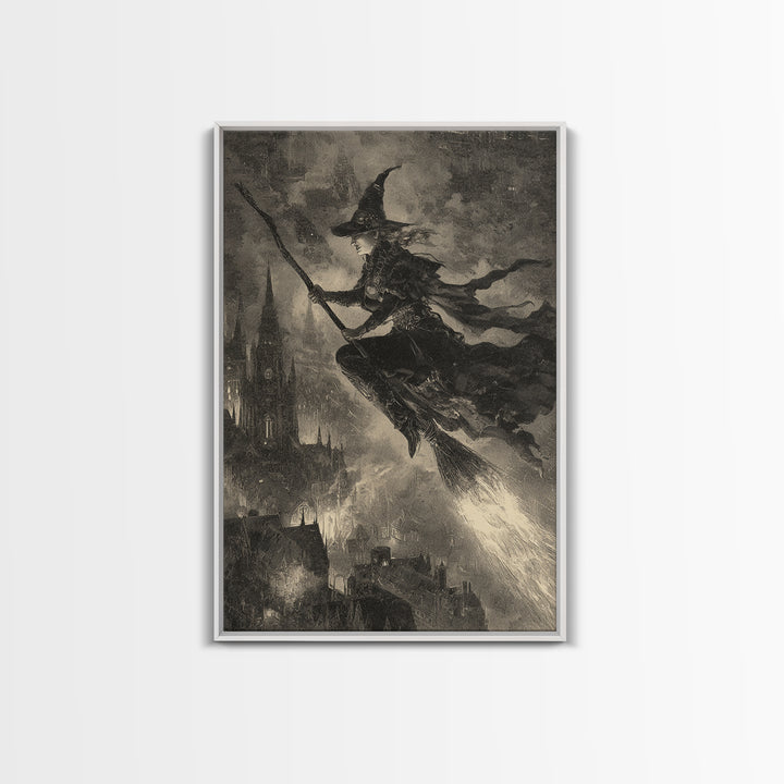 The Cyberpunk Witch, Decadent Gothic Art, Vertical Wall Art, Dark Fantasy Wall Art, Canvas Print, Halloween Wall Art