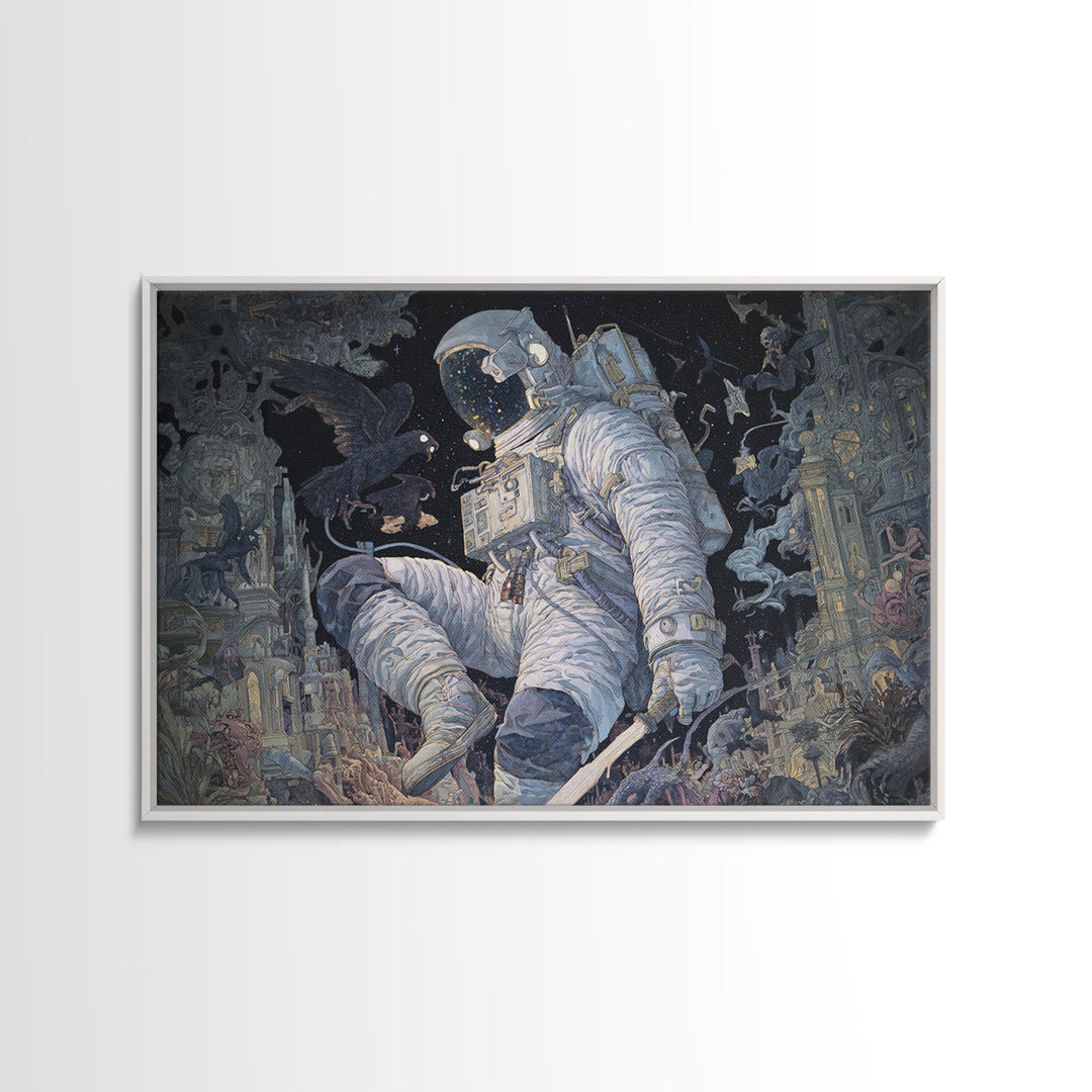 The Astronaut Ghost, Medieval Grotesque Art, Landscape Wall Art, Dark Halloween Decor, Canvas Print, Halloween Wall Art