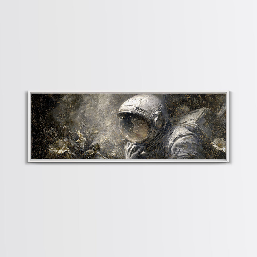 The Astronaut Ghost, Symbolist Dream Art, Extra Wide Wall Art, Gothic Horror Wall Art, Canvas Print, Halloween Wall Art