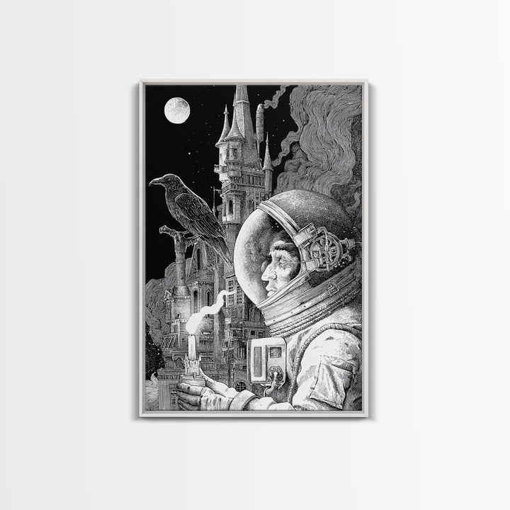 The Astronaut Ghost, Victorian Macabre Art, Vertical Wall Art, Dark Fantasy Wall Art, Canvas Print, Halloween Wall Art, Halloween Decor