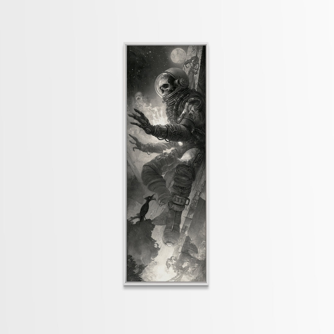 The Astronaut Ghost, Biomechanical Horror Art, Tall Narrow Wall Art, Gothic Horror Wall Art, Canvas Print, Halloween Wall Art