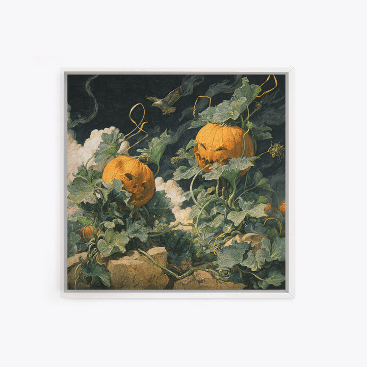 The Alien Pumpkin Patch, Danse Macabre Art, Square Wall Art, Gothic Horror Wall Art, Canvas Print, Halloween Wall Art