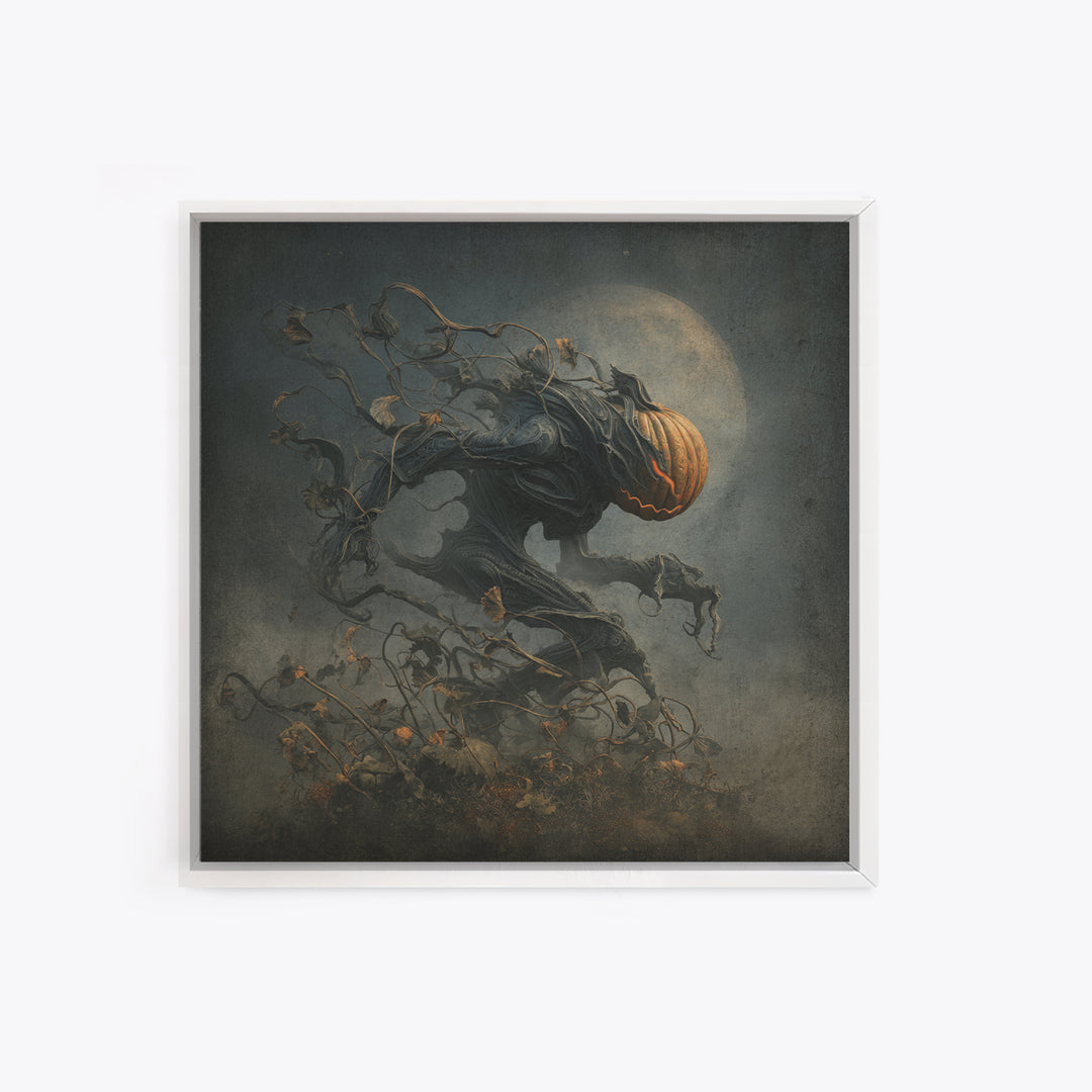 The Alien Pumpkin Patch, Biomechanical Horror Art, Square Wall Art, Dark Fantasy Wall Art, Framed Canvas Print, Halloween Wall Art