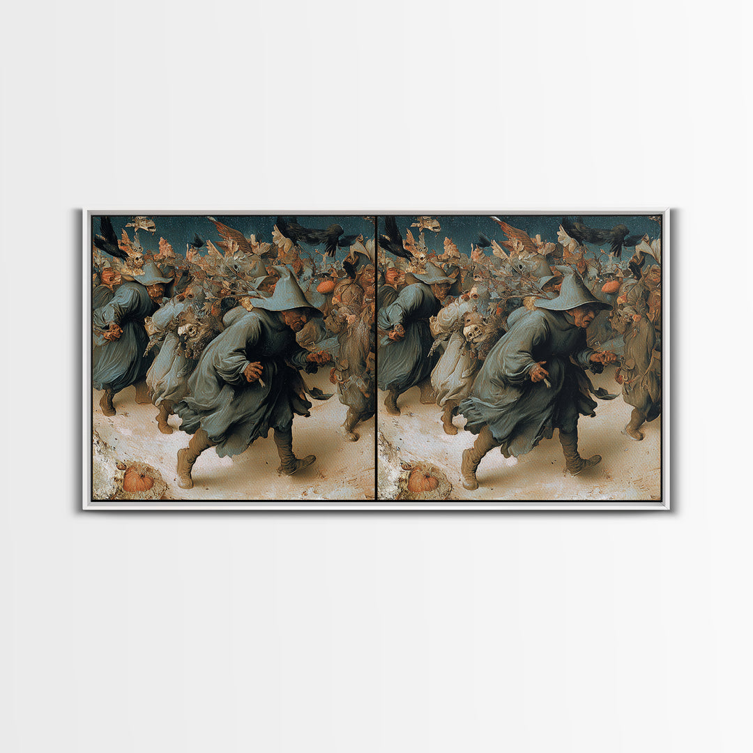 Desert Halloween, Northern Renaissance Horror, Wide Panoramic Art, Macabre Wall Art, Framed Canvas Print, Halloween Wall Art