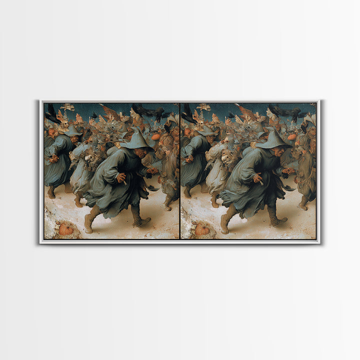 Desert Halloween, Northern Renaissance Horror, Wide Panoramic Art, Macabre Wall Art, Framed Canvas Print, Halloween Wall Art