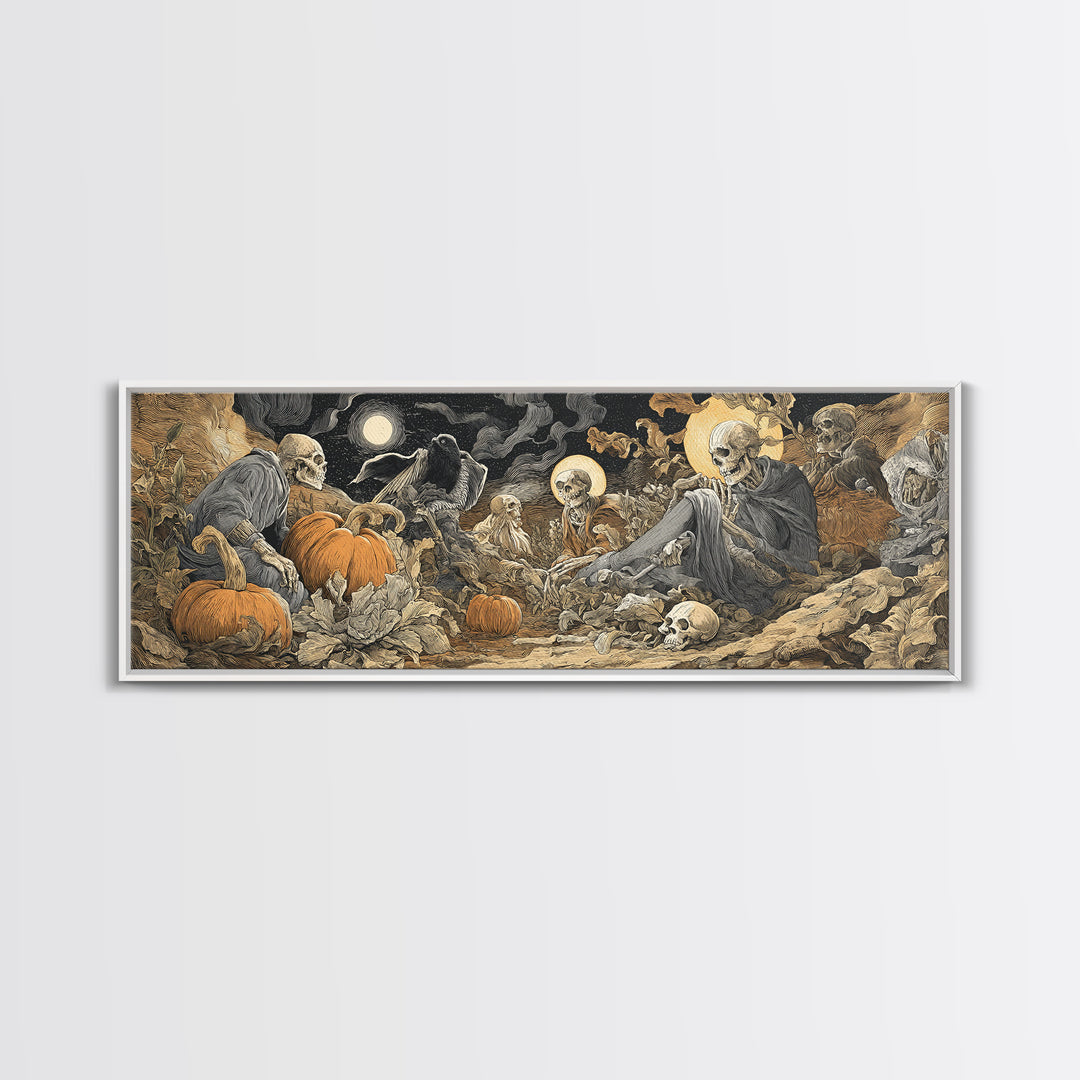 Desert Halloween, Dark Renaissance Art, Extra Wide Wall Art, Dark Fantasy Wall Art, Canvas Print, Halloween Wall Art