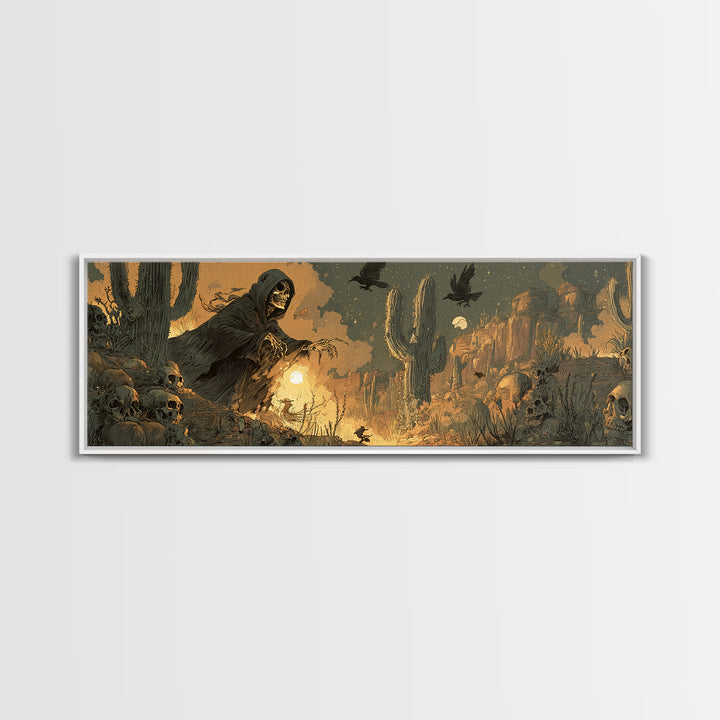 Desert Halloween, Dark Romantic Horror Art, Extra Wide Wall Art, Gothic Horror Wall Art, Canvas Print, Halloween Wall Art