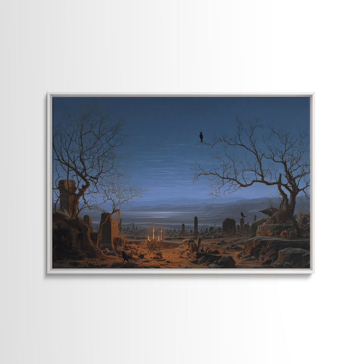Desert Halloween, Romantic Gothic Landscape, Landscape Wall Art, Dark Fantasy Wall Art, Canvas Print, Halloween Wall Art