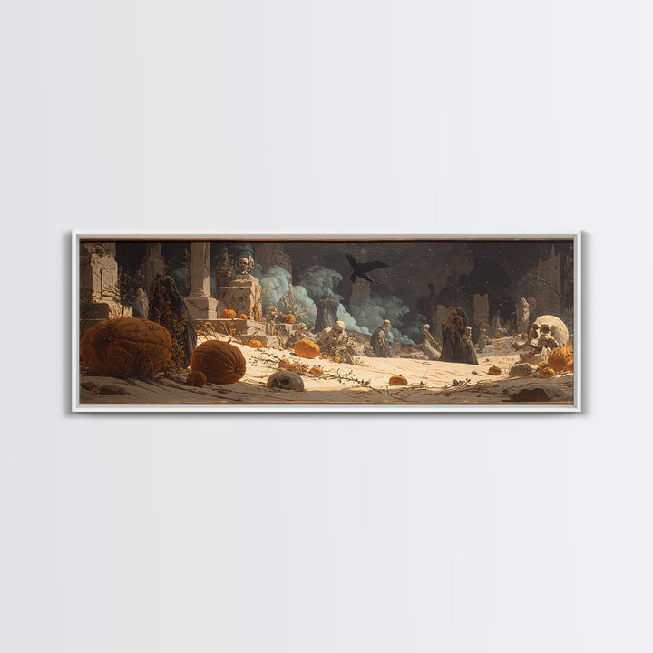 Desert Halloween, Ornate Symbolist Art, Extra Wide Wall Art, Gothic Horror Wall Art, Canvas Print, Halloween Wall Art