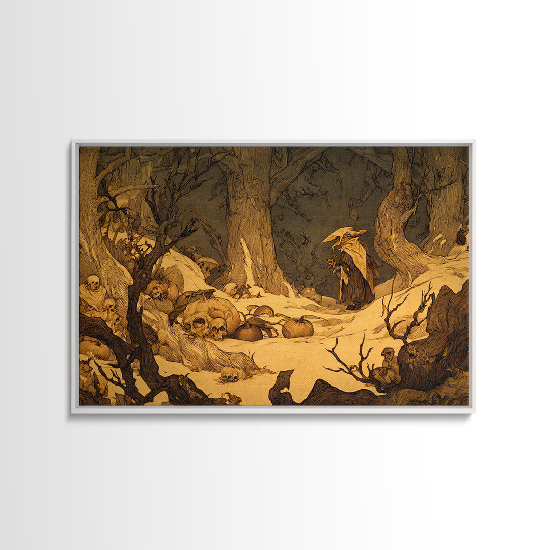 Desert Halloween, Gothic Storybook Art, Landscape Wall Art, Gothic Horror Wall Art, Canvas Print, Halloween Wall Art, Halloween Decor