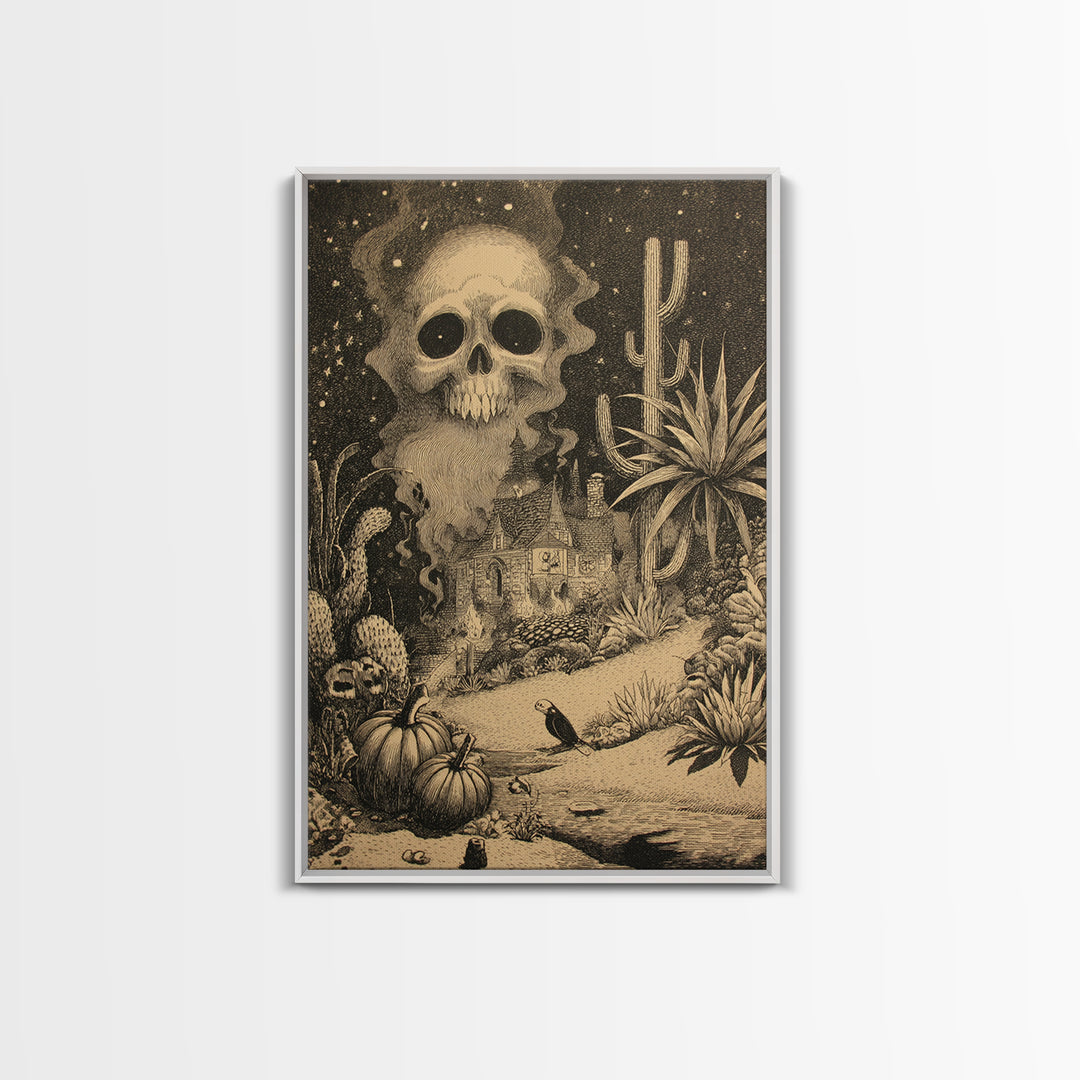 Desert Halloween, Victorian Macabre Art, Vertical Wall Art, Dark Fantasy Wall Art, Canvas Print, Halloween Wall Art, Halloween Decor