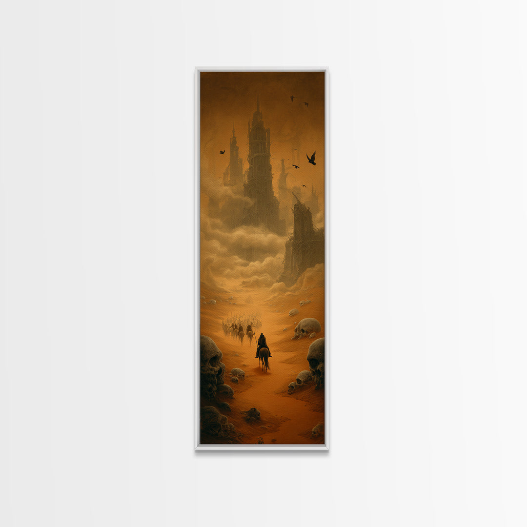 Desert Halloween, Surreal Apocalyptic Art, Tall Narrow Wall Art, Macabre Wall Art, Canvas Print, Halloween Wall Art
