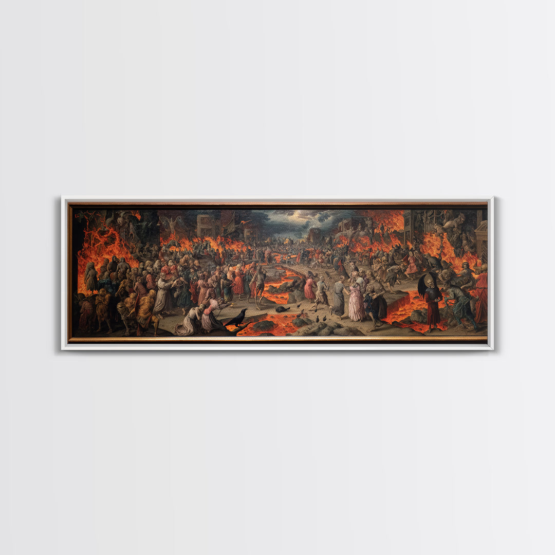 The Volcanic Demon Festival, Danse Macabre Art, Extra Wide Wall Art, Gothic Horror Wall Art, Canvas Print