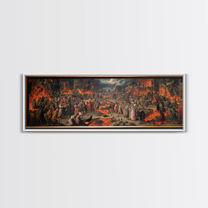The Volcanic Demon Festival, Danse Macabre Art, Extra Wide Wall Art, Gothic Horror Wall Art, Canvas Print