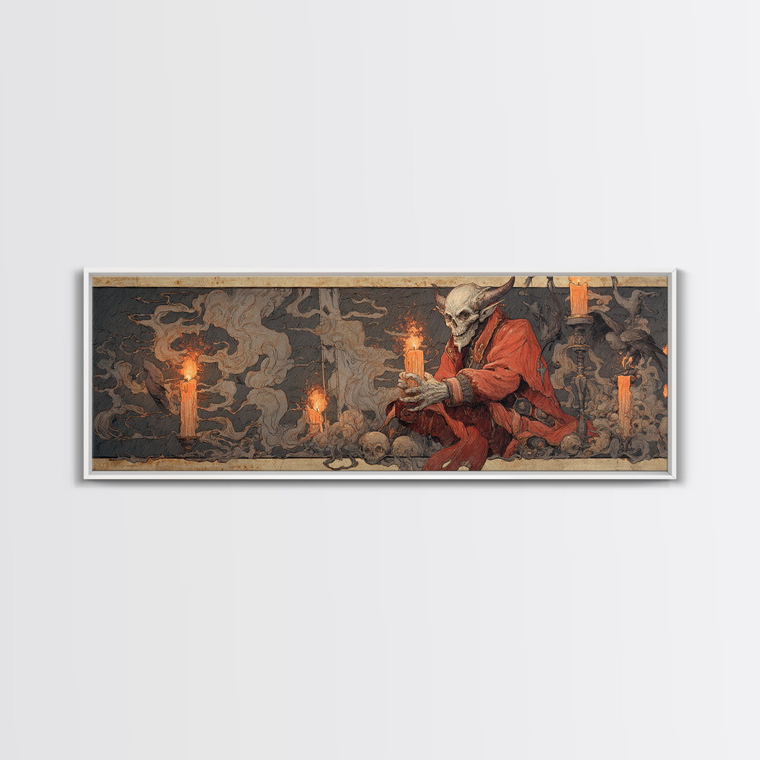 The Volcanic Demon Festival, Decadent Gothic Art, Extra Wide Wall Art, Macabre Wall Art, Canvas Print, Halloween Wall Art