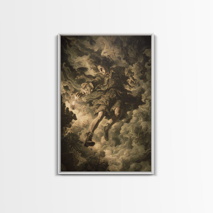 The Clockwork Haunted House, Baroque Witchcraft Art, Vertical Wall Art, Dark Fantasy Wall Art, Framed Canvas Print, Halloween Wall Art