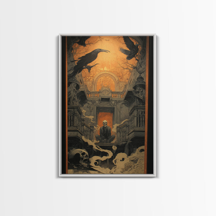 The Clockwork Haunted House, Decadent Gothic Art, Vertical Wall Art, Dark Fantasy Wall Art, Canvas Print, Halloween Wall Art