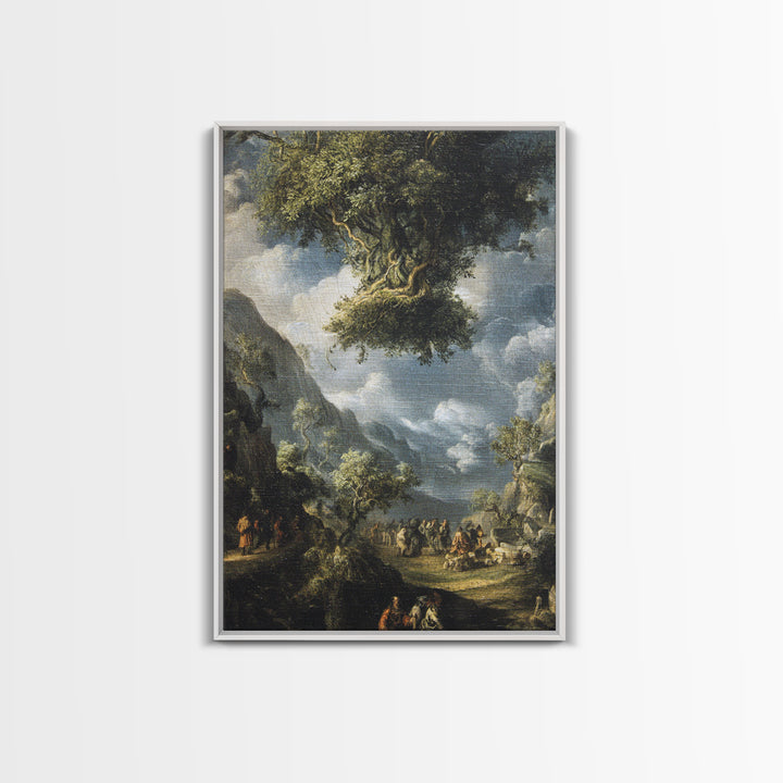 The Upside-Down Cemetery, Baroque Witchcraft Art, Vertical Wall Art, Macabre Wall Art, Canvas Print, Halloween Wall Art