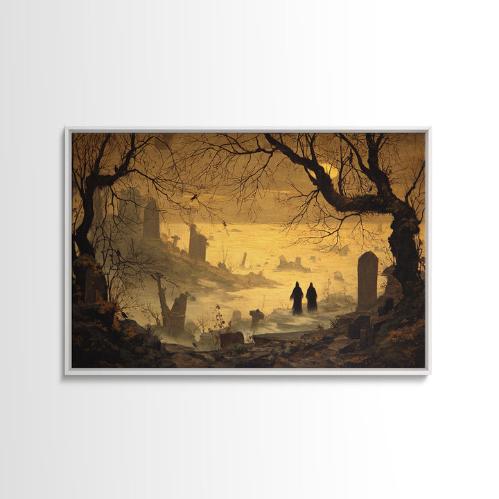 The Upside-Down Cemetery, Romantic Gothic Landscape, Landscape Wall Art, Dark Halloween Decor, Canvas Print, Halloween Wall Art