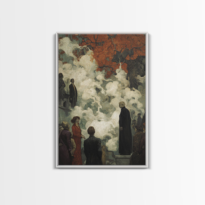 The Upside-Down Cemetery, Dark Symbolist Art, Vertical Wall Art, Gothic Horror Wall Art, Canvas Print, Halloween Wall Art