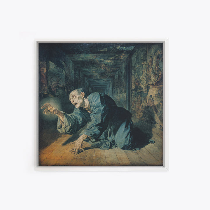 The Infinite Hallway, Dark Renaissance Art, Square Wall Art, Gothic Horror Wall Art, Canvas Print, Halloween Wall Art
