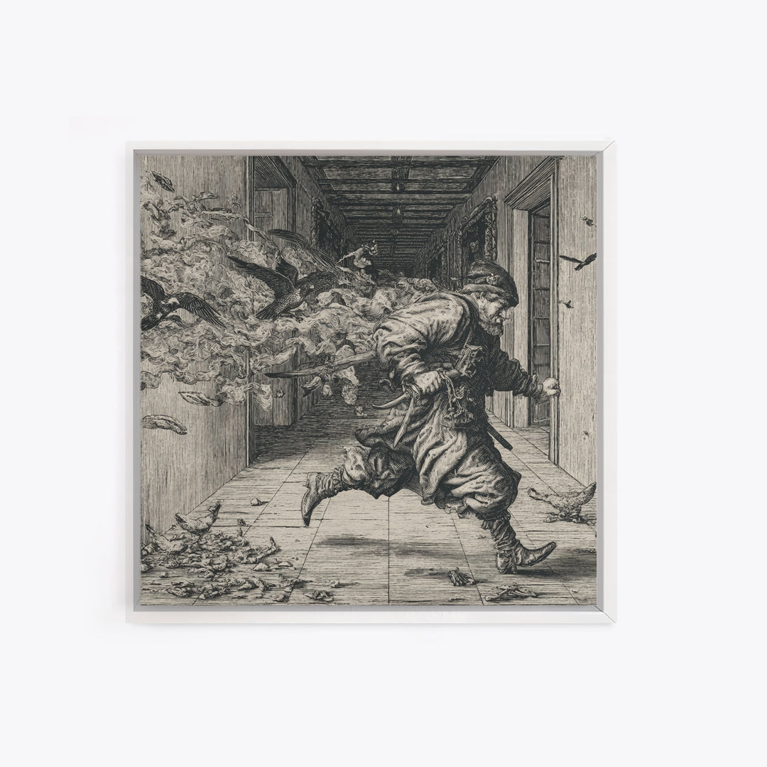 The Infinite Hallway, Renaissance Engraving Art, Square Wall Art, Gothic Horror Wall Art, Canvas Print, Halloween Wall Art
