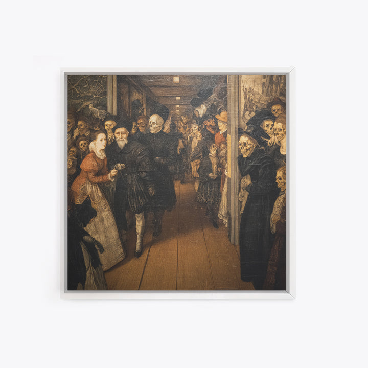 The Infinite Hallway, Danse Macabre Art, Square Wall Art, Dark Halloween Decor, Framed Canvas Print, Halloween Wall Art