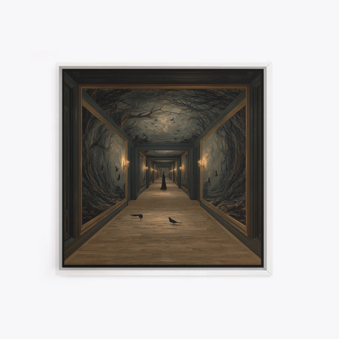 The Infinite Hallway, Baroque Witchcraft Art, Square Wall Art, Macabre Wall Art, Canvas Print, Halloween Wall Art, Horror Wall Art