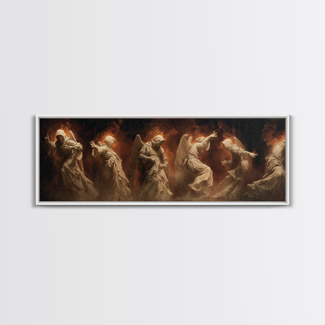 The Infinite Hallway, Visionary Gothic Art, Extra Wide Wall Art, Dark Fantasy Wall Art, Framed Canvas Print, Halloween Wall Art