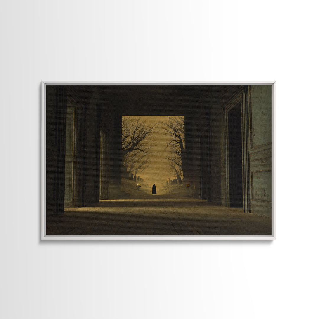 The Infinite Hallway, Romantic Gothic Landscape, Landscape Wall Art, Dark Halloween Decor, Canvas Print, Halloween Wall Art