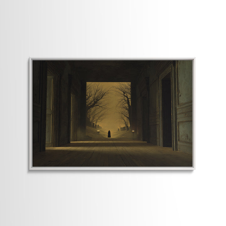 The Infinite Hallway, Romantic Gothic Landscape, Landscape Wall Art, Dark Halloween Decor, Canvas Print, Halloween Wall Art
