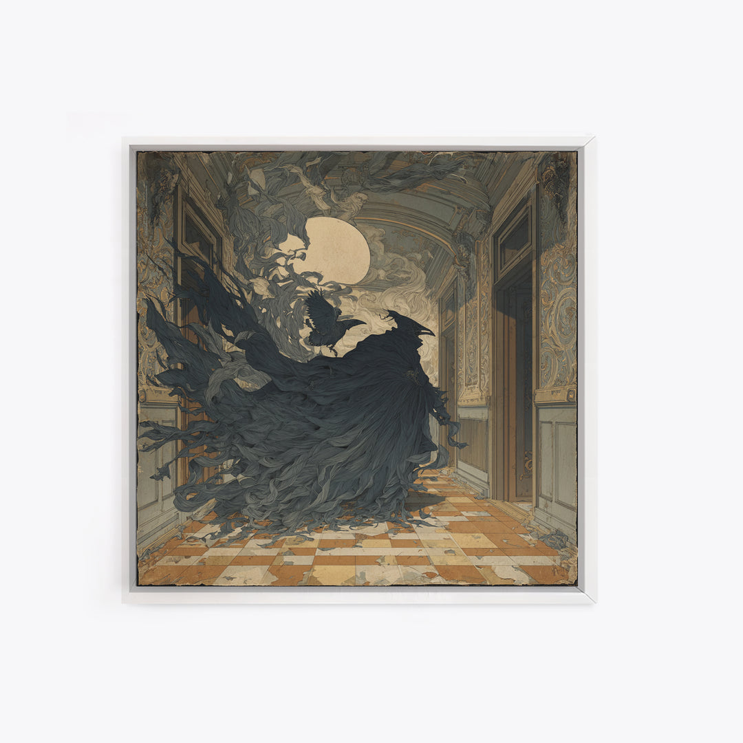 The Infinite Hallway, Decadent Gothic Art, Square Wall Art, Dark Halloween Decor, Canvas Print, Halloween Wall Art, Gothic Home Decor