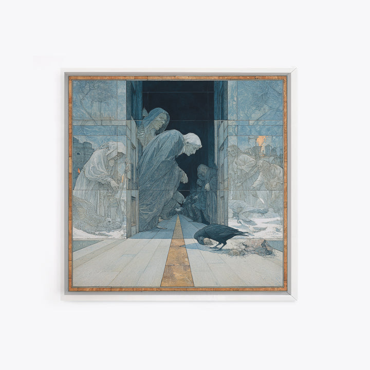 The Infinite Hallway, Symbolist Death Art, Square Wall Art, Gothic Horror Wall Art, Canvas Print, Halloween Wall Art