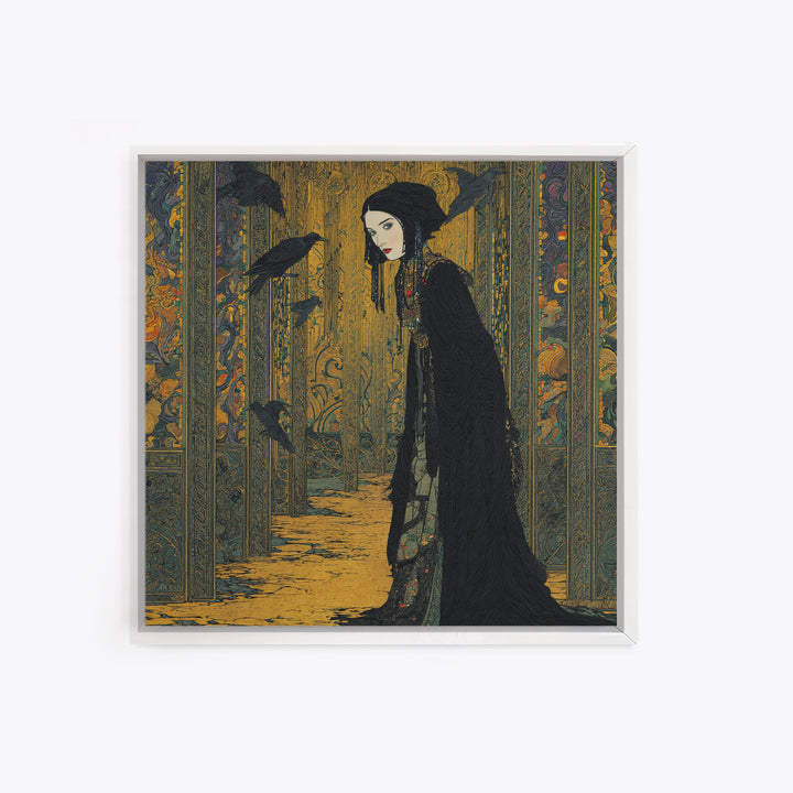 The Infinite Hallway, Stained Glass Gothic Art, Square Wall Art, Macabre Wall Art, Canvas Print, Halloween Wall Art, Collectible Wall Decor