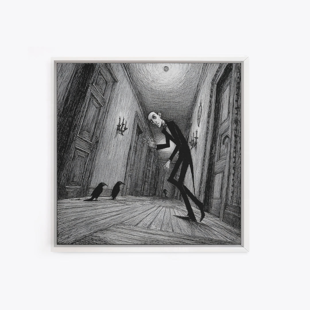 The Infinite Hallway, Victorian Macabre Art, Square Wall Art, Dark Halloween Decor, Canvas Print, Halloween Wall Art