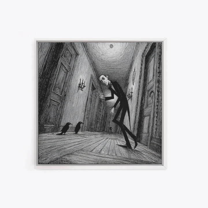 The Infinite Hallway, Victorian Macabre Art, Square Wall Art, Dark Halloween Decor, Canvas Print, Halloween Wall Art