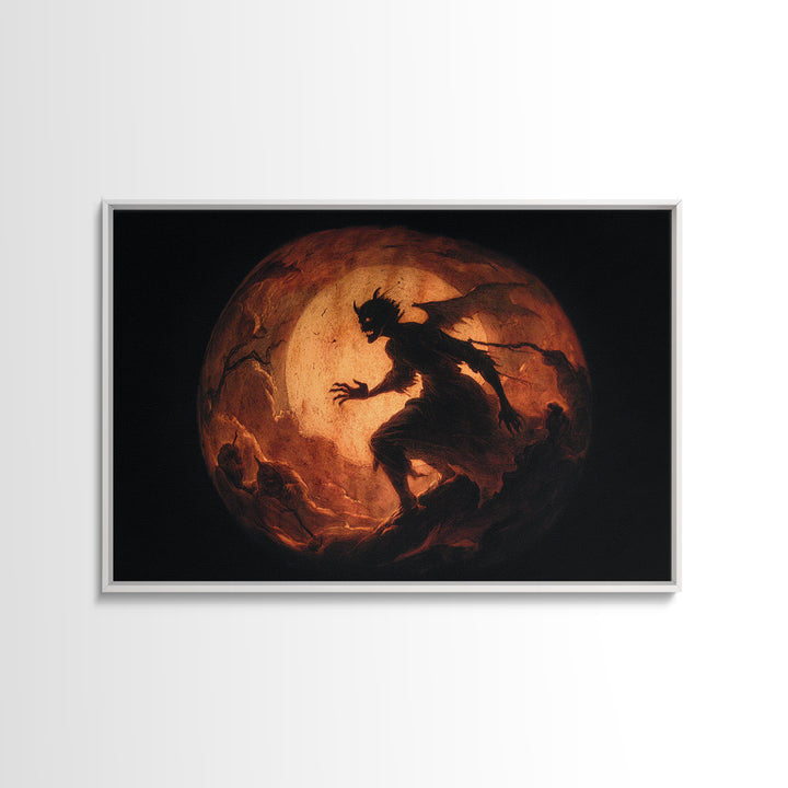 The Moon Inside A Pumpkin, Gothic Nightmare Art, Landscape Wall Art, Dark Halloween Decor, Canvas Print, Halloween Wall Art