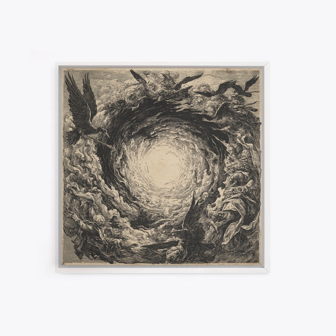 The Autumn-Leaf Ghost, Renaissance Engraving Art, Square Wall Art, Gothic Horror Wall Art, Canvas Print, Halloween Wall Art