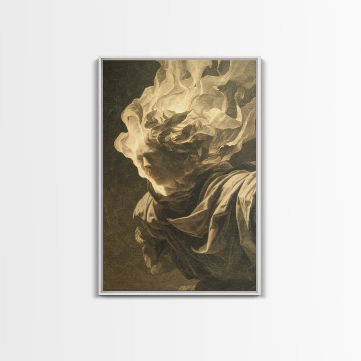 The Autumn-Leaf Ghost, Gothic Nightmare Art, Vertical Wall Art, Gothic Horror Wall Art, Framed Canvas Print, Halloween Wall Art