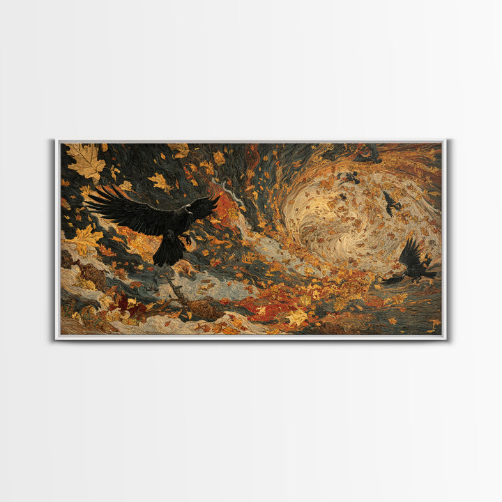 The Autumn-Leaf Ghost, Visionary Gothic Art, Wide Panoramic Art, Dark Fantasy Wall Art, Canvas Print, Halloween Wall Art