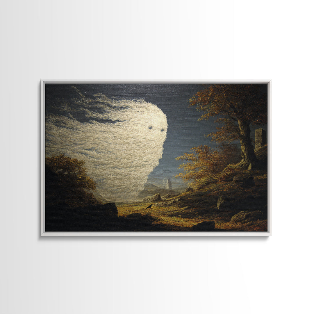 The Autumn-Leaf Ghost, Romantic Gothic Landscape, Landscape Wall Art, Dark Halloween Decor, Framed Canvas Print, Horror Wall Art