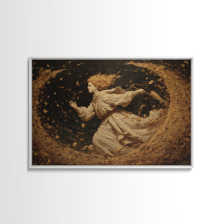 The Autumn-Leaf Ghost, Symbolist Gothic Landscape, Landscape Wall Art, Dark Fantasy Wall Art, Canvas Print, Halloween Wall Art