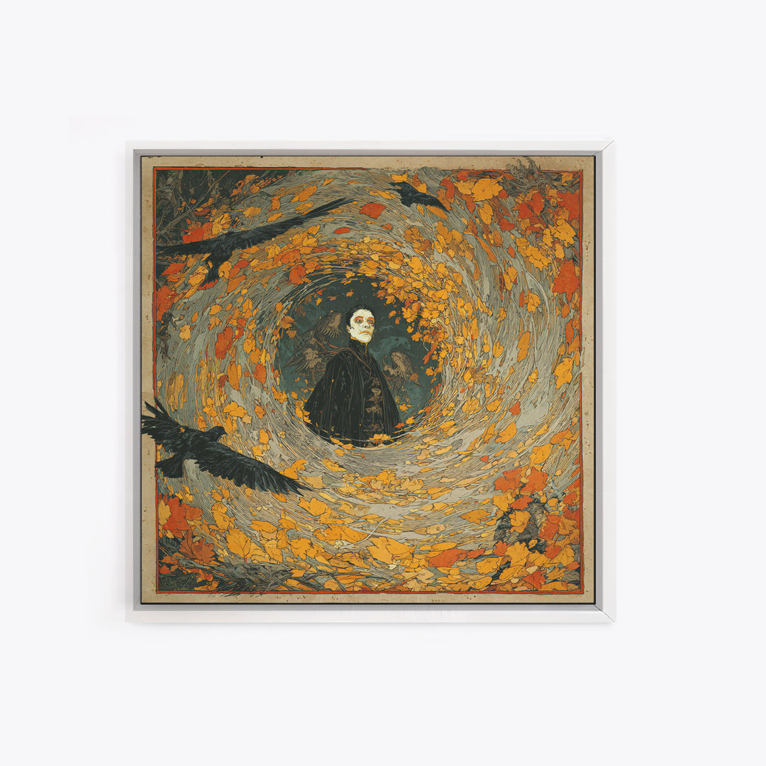 The Autumn-Leaf Ghost, Decadent Gothic Art, Square Wall Art, Macabre Wall Art, Canvas Print, Halloween Wall Art, Spooky Wall Decor